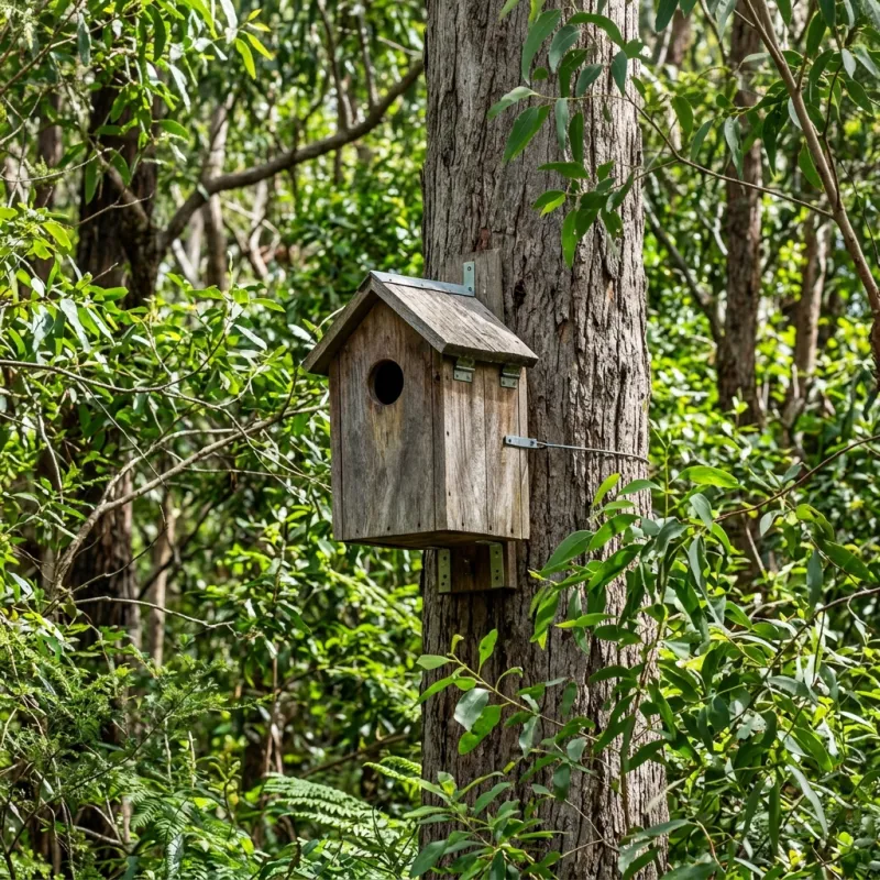 Animal nesting box installed as a humane alternative to a Bellfield roof cavity