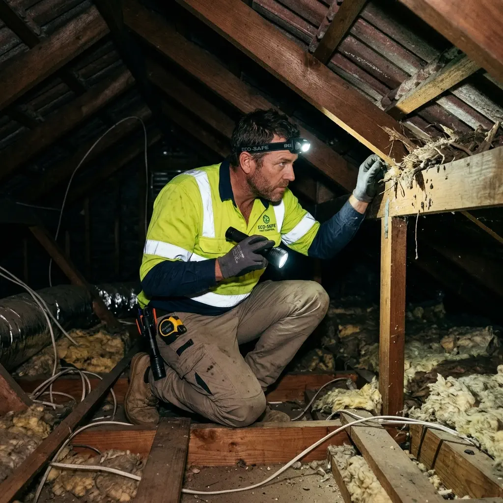 Technician using detection equipment to locate a dead rat inside a Bellfield wall cavity