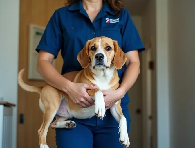 Technician respectfully transporting a deceased dog in Bellfield